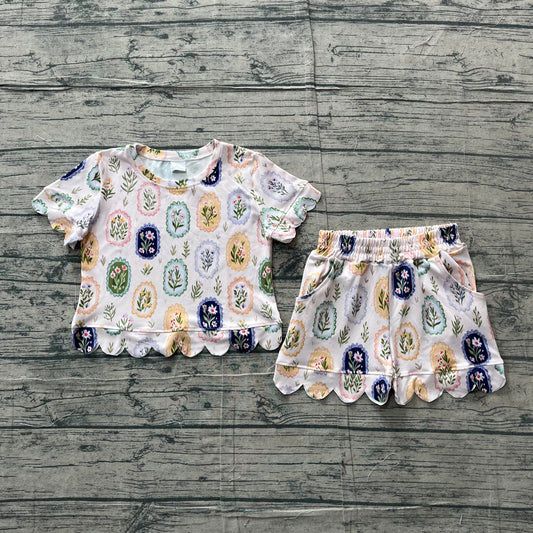 Flowers top matching shorts toddle baby girl outfit preorder
