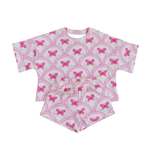 Butterfly top matching shorts toddle baby girl outfit preorder