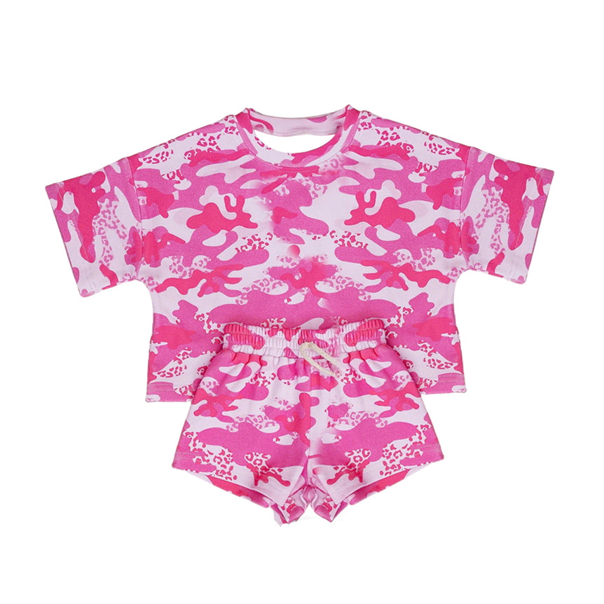 Camo top matching shorts toddle baby girl outfit preorder