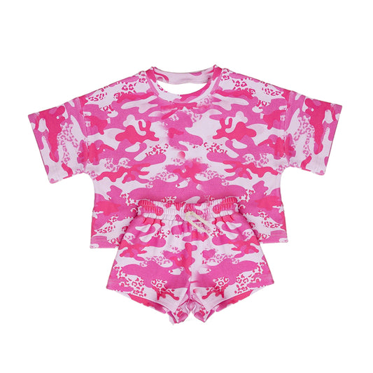 Camo top matching shorts toddle baby girl outfit preorder