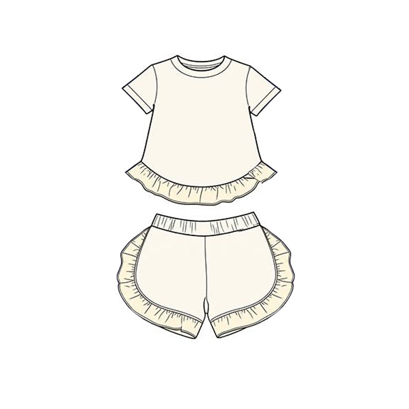 Cream top matching shorts toddle baby girl outfit preorder