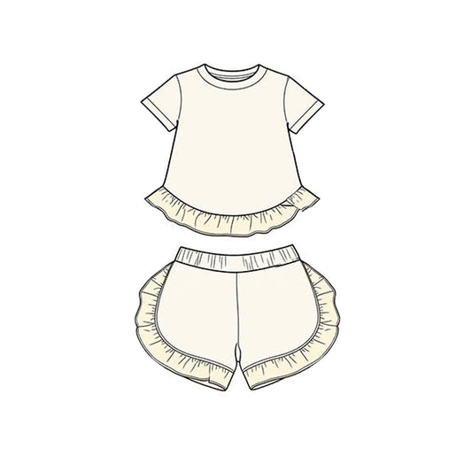 Cream top matching shorts toddle baby girl outfit preorder