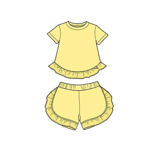 Yellow top matching shorts toddle baby girl outfit preorder
