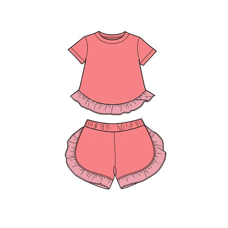 Coral top matching shorts toddle baby girl outfit preorder