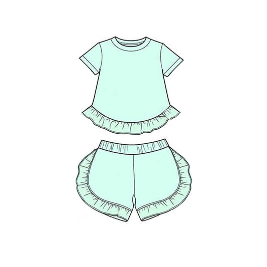 Sky blue top matching shorts toddle baby girl outfit preorder