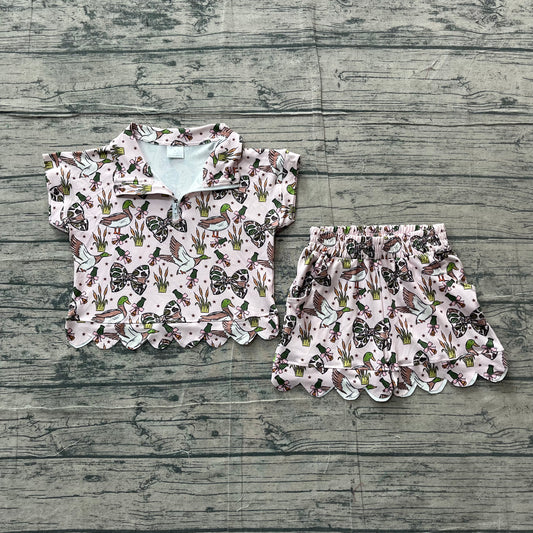 Green camo bow duck pullover op matching shorts toddle baby girl outfit preorder