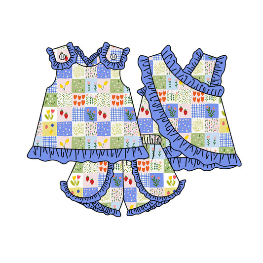 Strawberry print top matching shorts girls summer outfit preorder