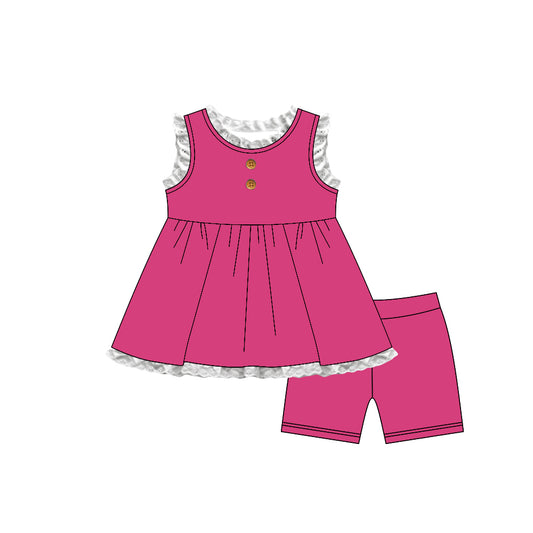 Hot pink top matching shorts girls summer outfit preorder