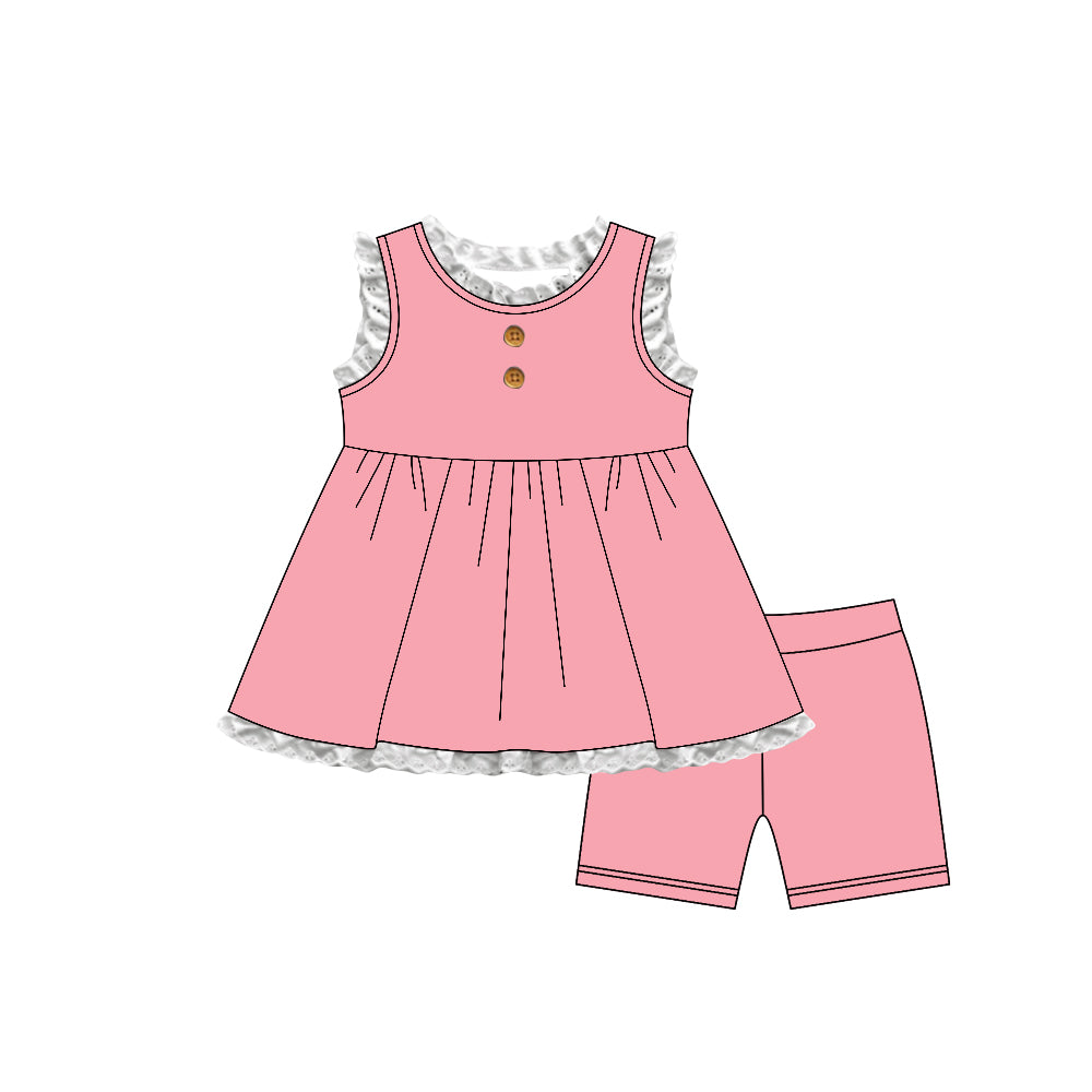 Pink top matching shorts girls summer outfit preorder