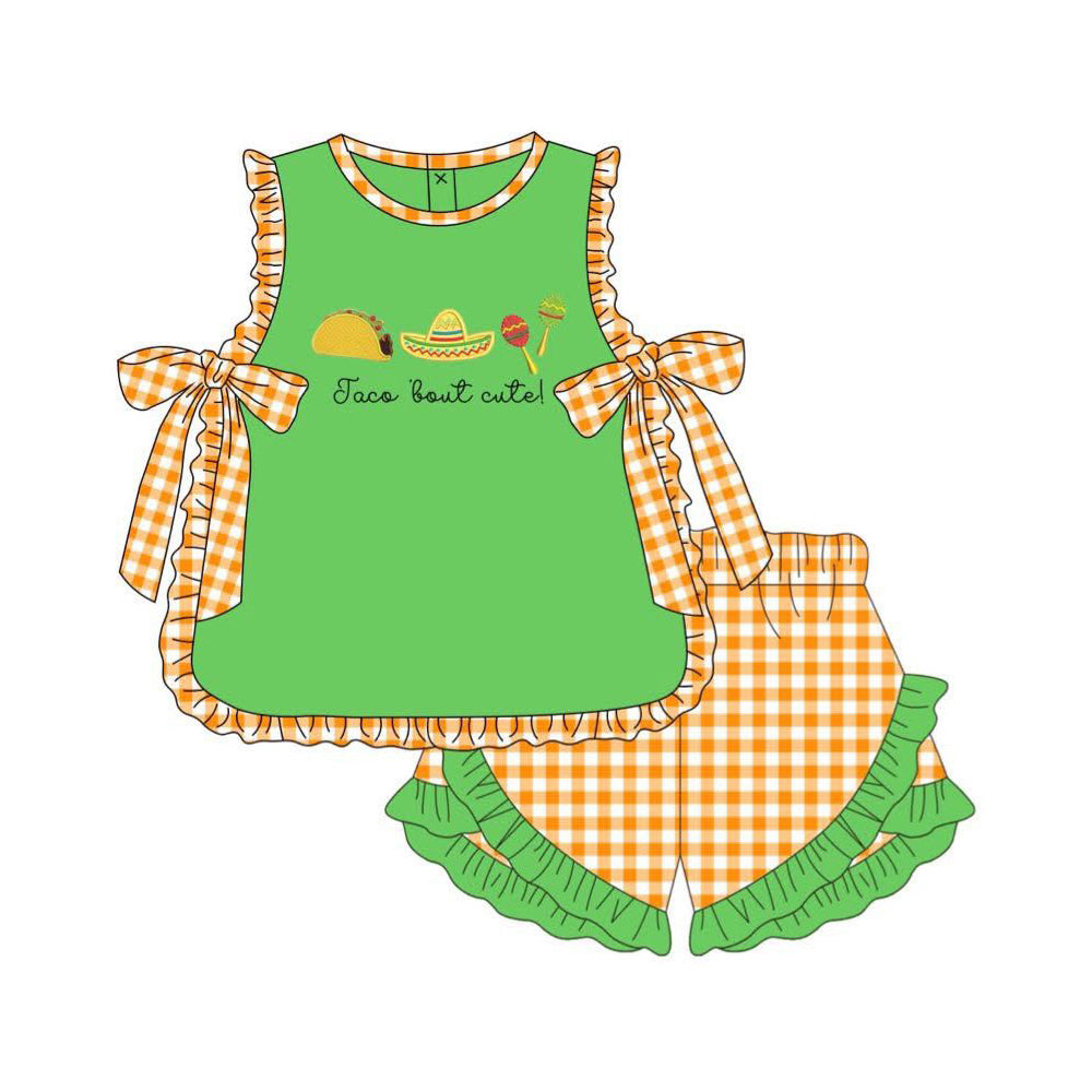 Taco design top matching shorts girl summer outfit preorder