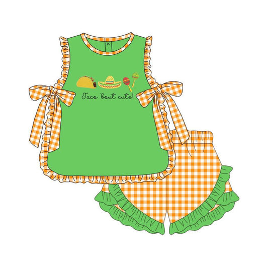 Taco design top matching shorts girl summer outfit preorder