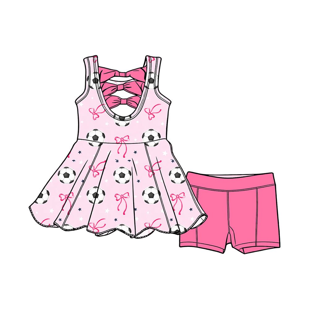 Soccer print top matching shorts toddle baby girl outfit preorder