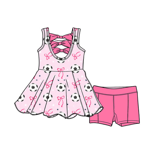 Soccer print top matching shorts toddle baby girl outfit preorder