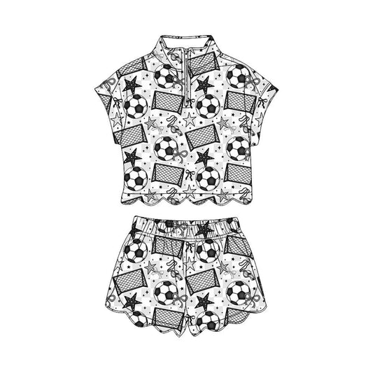 Soccer pullover top matching shorts toddle baby girl outfit preorder