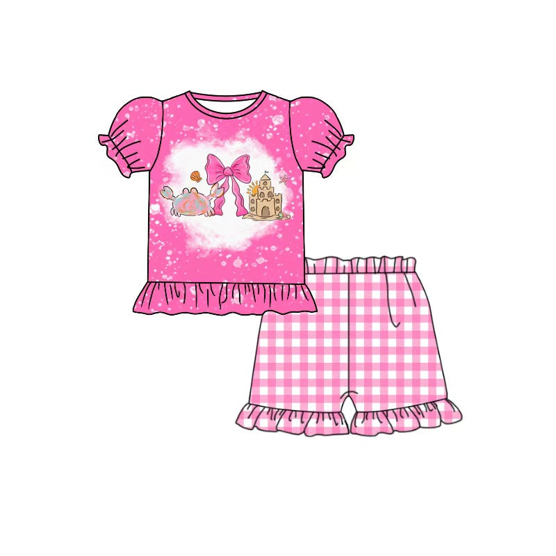Beach crab bow print top matching shorts toddle baby girl outfit preorder