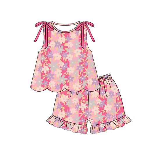 Flowers top matching shorts girls summer set preorder