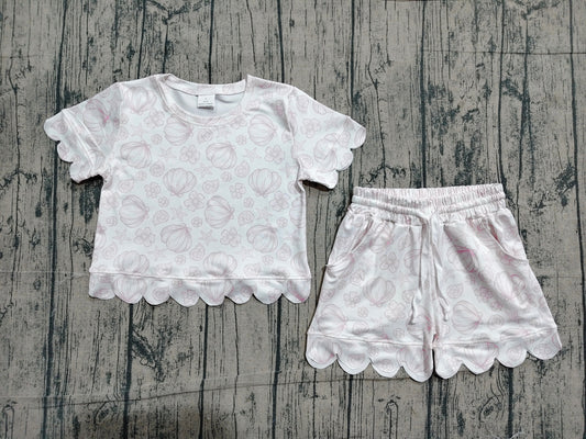 Short sleeve Scallop top matching skorts girls summer outfit preorder