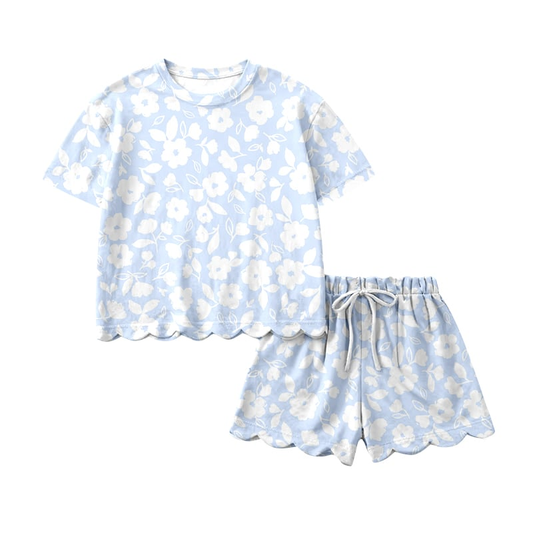 Flowers top matching shorts girls summer outfit preorder