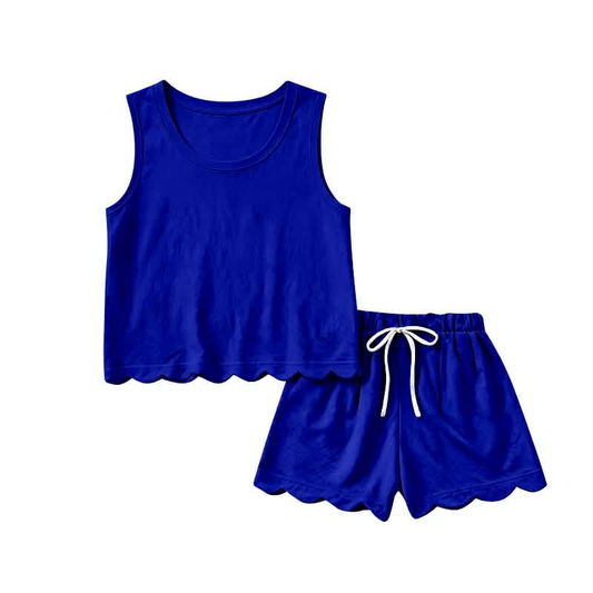 Blue tank top matching shorts girls summer outfit preorder