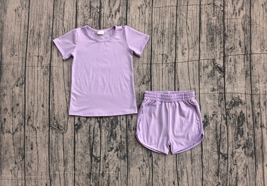Lavender yoga top matching shorts girls summer outfit preorder