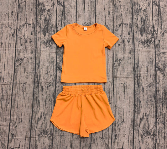 Orange yoga top matching shorts girls summer outfit preorder