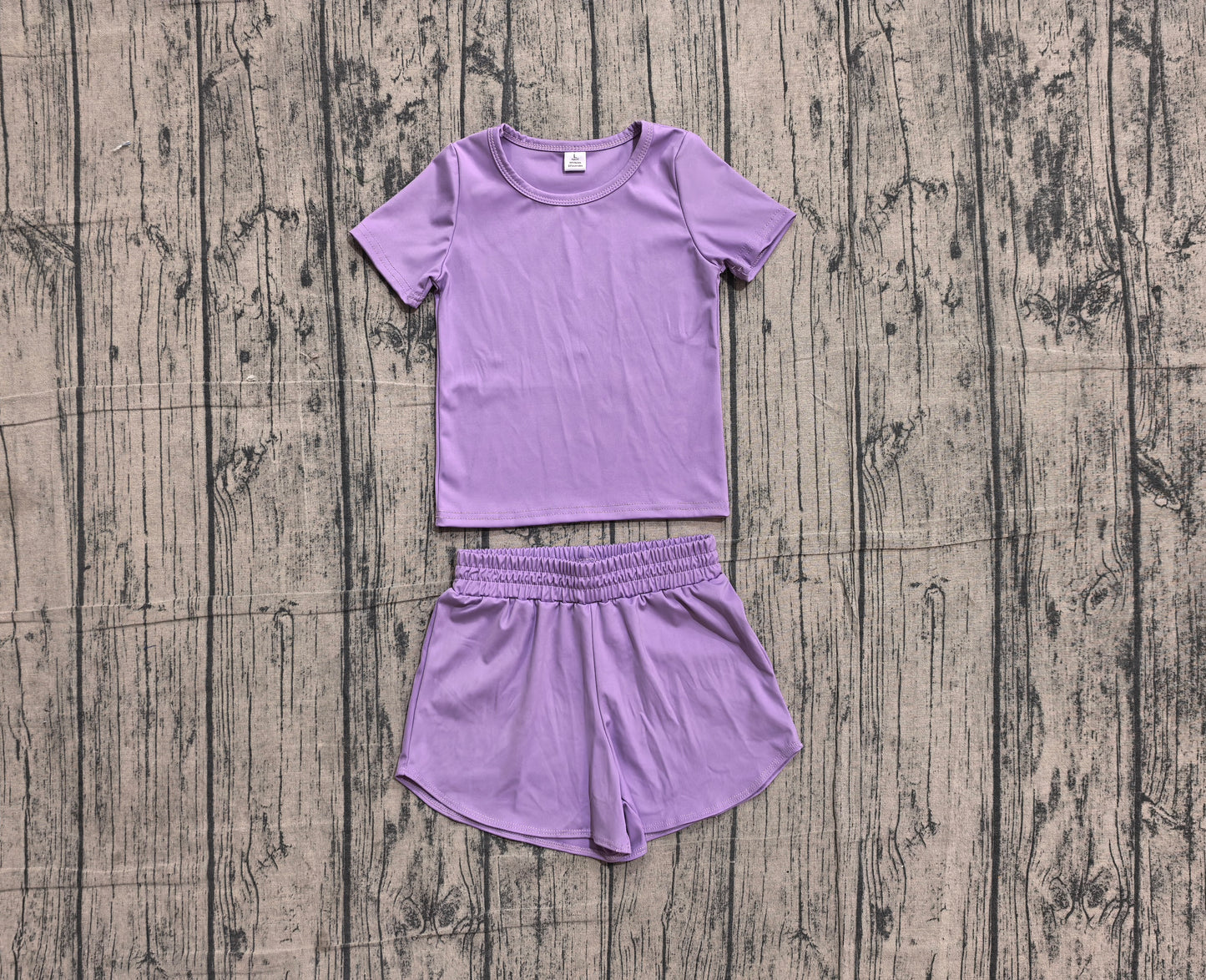 Purple color yoga top matching shorts girls summer outfit preorder