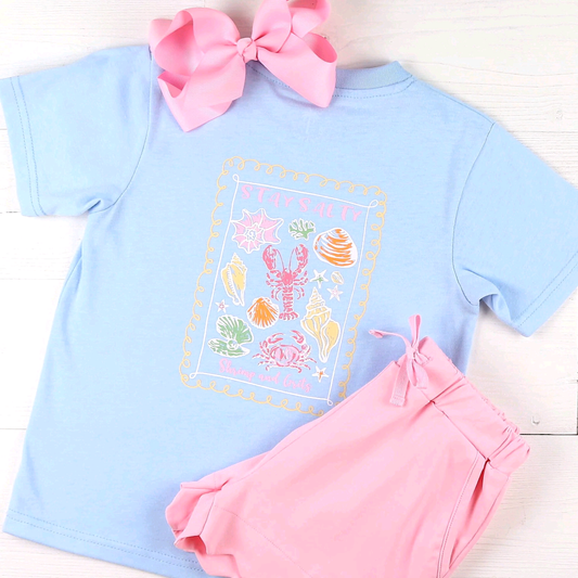 Crawfish short sleeve top matching shorts girls summer outfit preorder