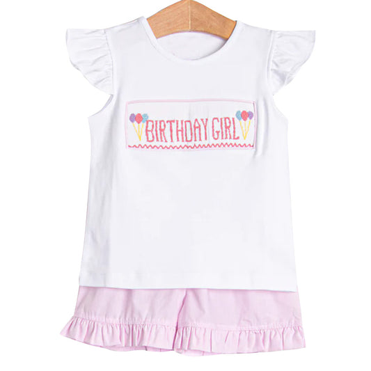 Birthday girl top matching shorts girls summer outfit preorder