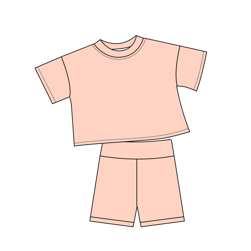 Pink short sleeve top matching shorts girls summer outfit preorder