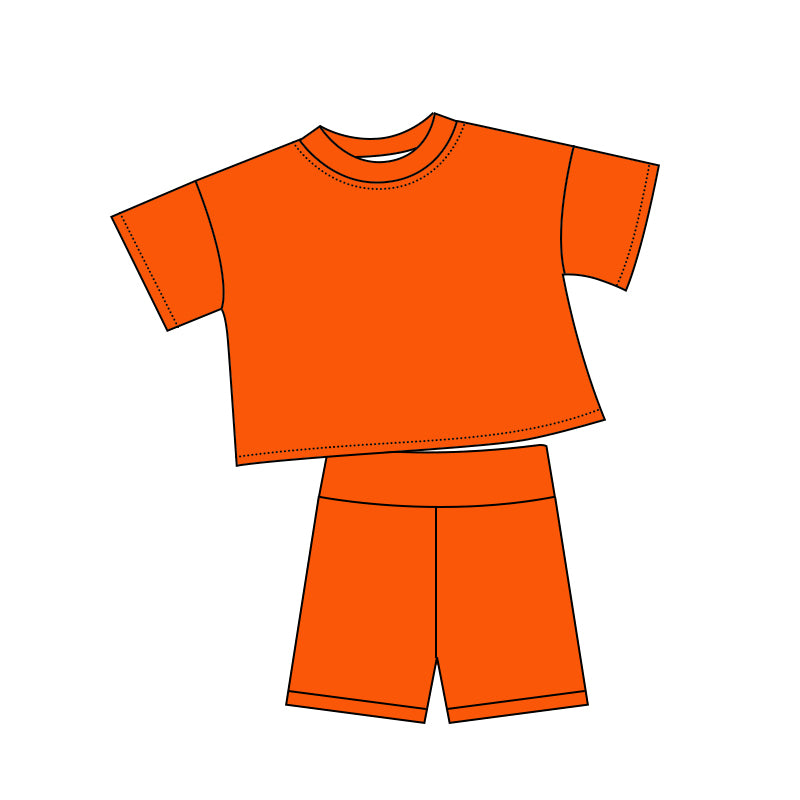 Orange short sleeve top matching shorts girls summer outfit preorder