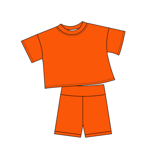 Orange short sleeve top matching shorts girls summer outfit preorder