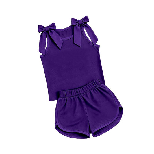 Lavender color top matching shorts girls summer outfit preorder