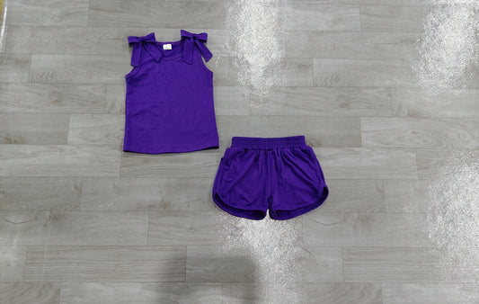 Lavender color top matching shorts girls summer outfit preorder
