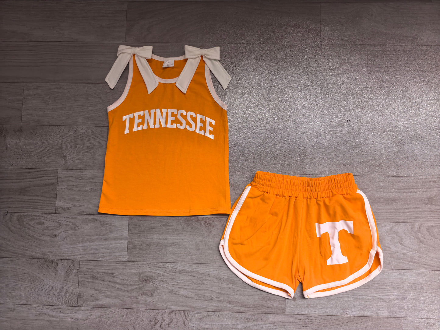 Tennessee team design cotton vinyl top matching shorts girls summer outfit