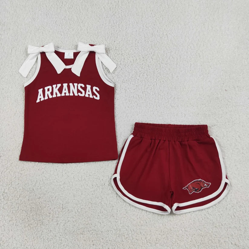 ARKANSAS long sleeve pullover vinyl top matching shorts girls outfit