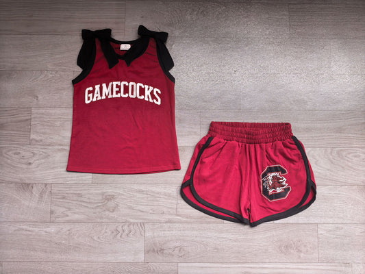 Gamecocks team design cooton vinyl top matching shorts girls summer outfit preorder