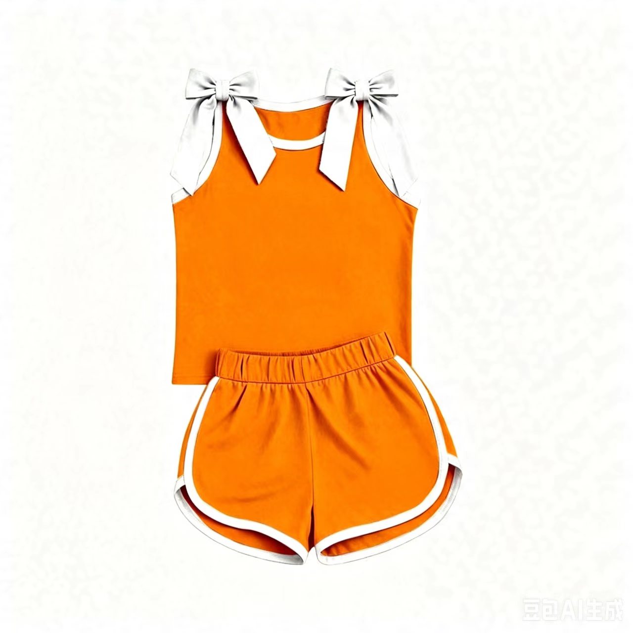 Orange cotton  top matching shorts girls summer outfit preorder