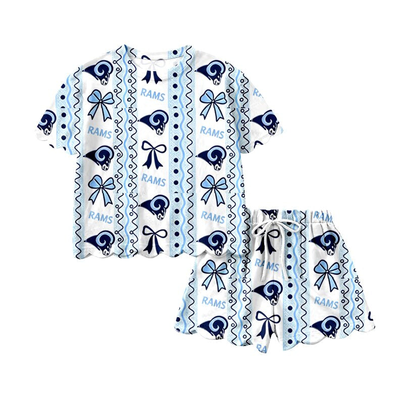 Ram print short sleeve top matching shorts girls summer outfit preorder