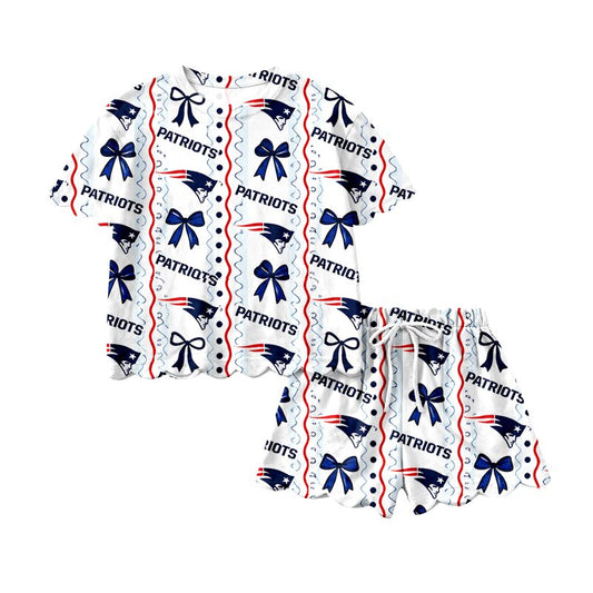 PATRIOTS print short sleeve top matching shorts girls summer outfit preorder