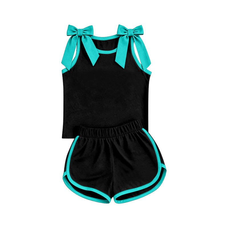 Black cotton  top matching shorts girls summer outfit preorder