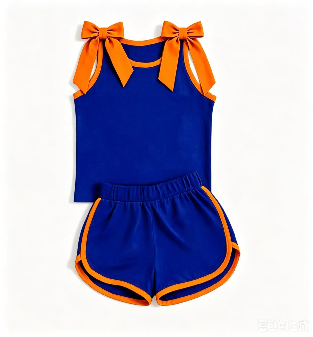 Navy cotton  top matching shorts girls summer outfit preorder