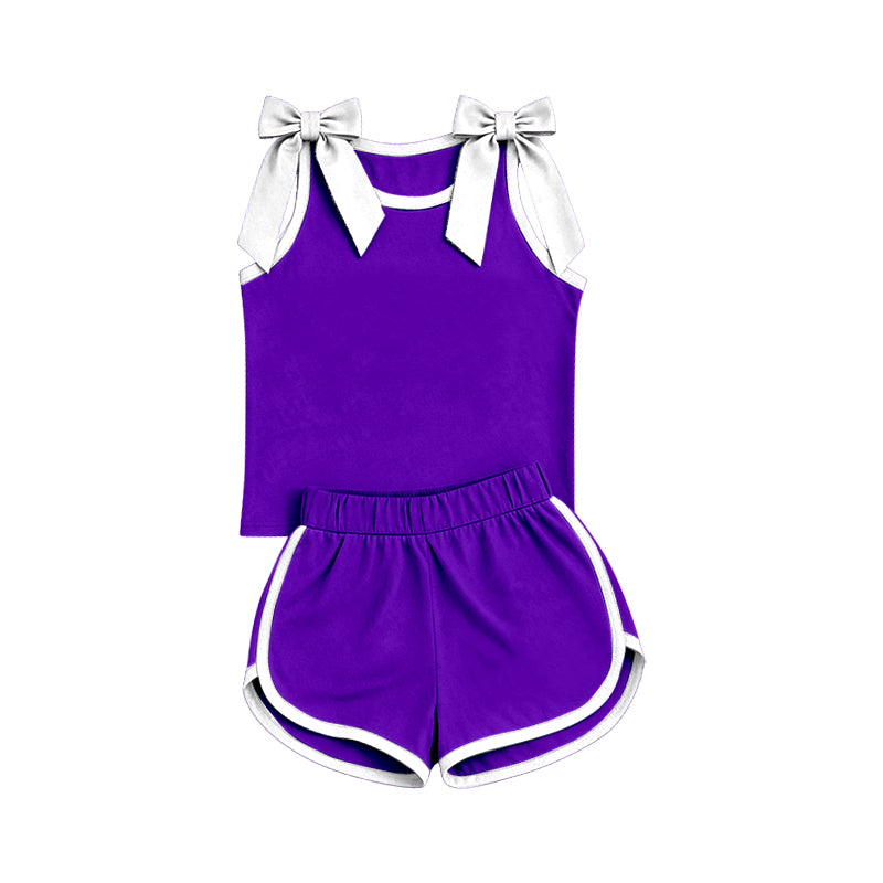 Lavender cotton  top matching shorts girls summer outfit preorder