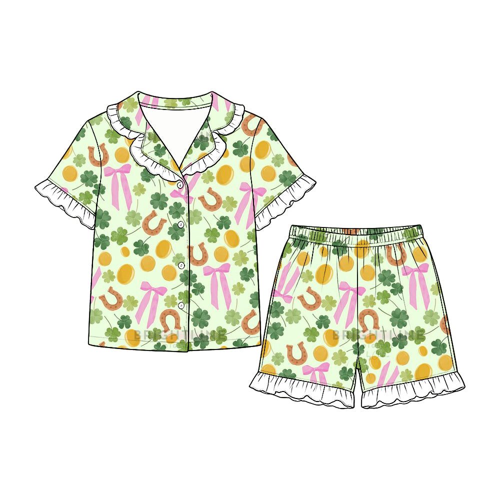 Saint Patrick's Day print girls short sleeve pajama set preorder