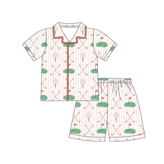 Golf print girls short sleeve top shorts set outfit preorder