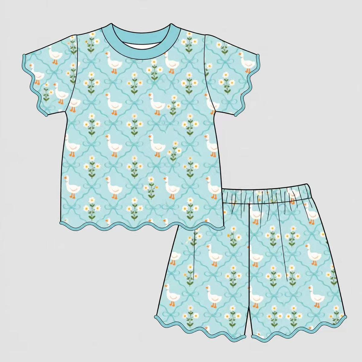 Goose top matching shorts girls summer outfit preorder