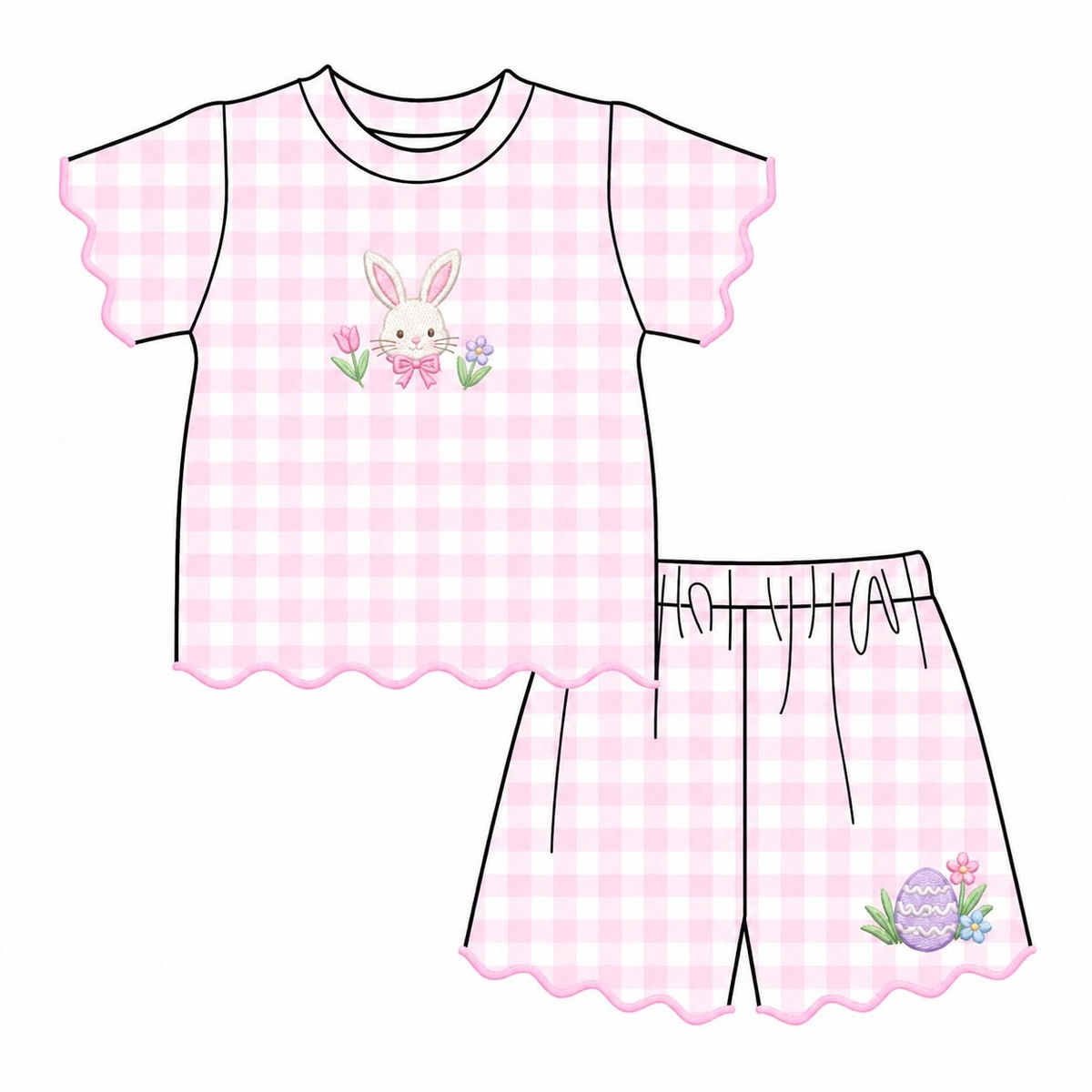 Easter bunny top matching shorts girls summer outfit preorder
