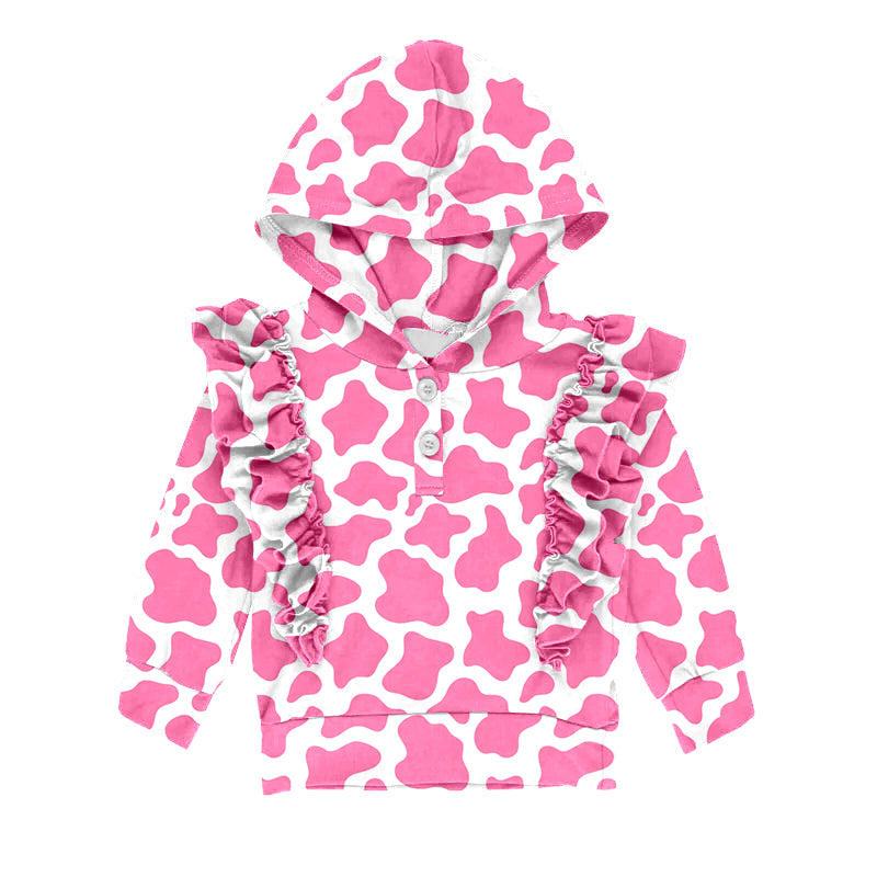 pink cow long sleeve hoodie top preorder