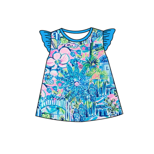 toddle baby girls blue floral boutique shirt preorder