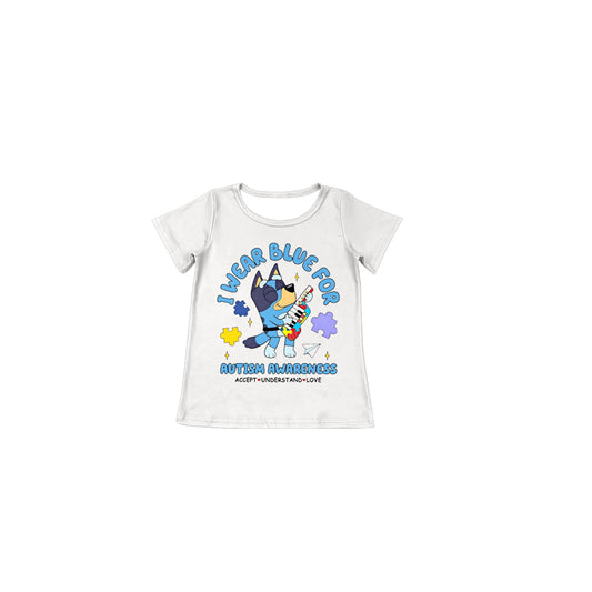 blue cartoon dog autism short sleeve t-shirt top preorder