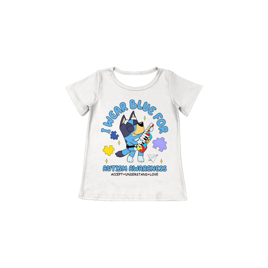 Adult blue cartoon dog autism shirt preorder